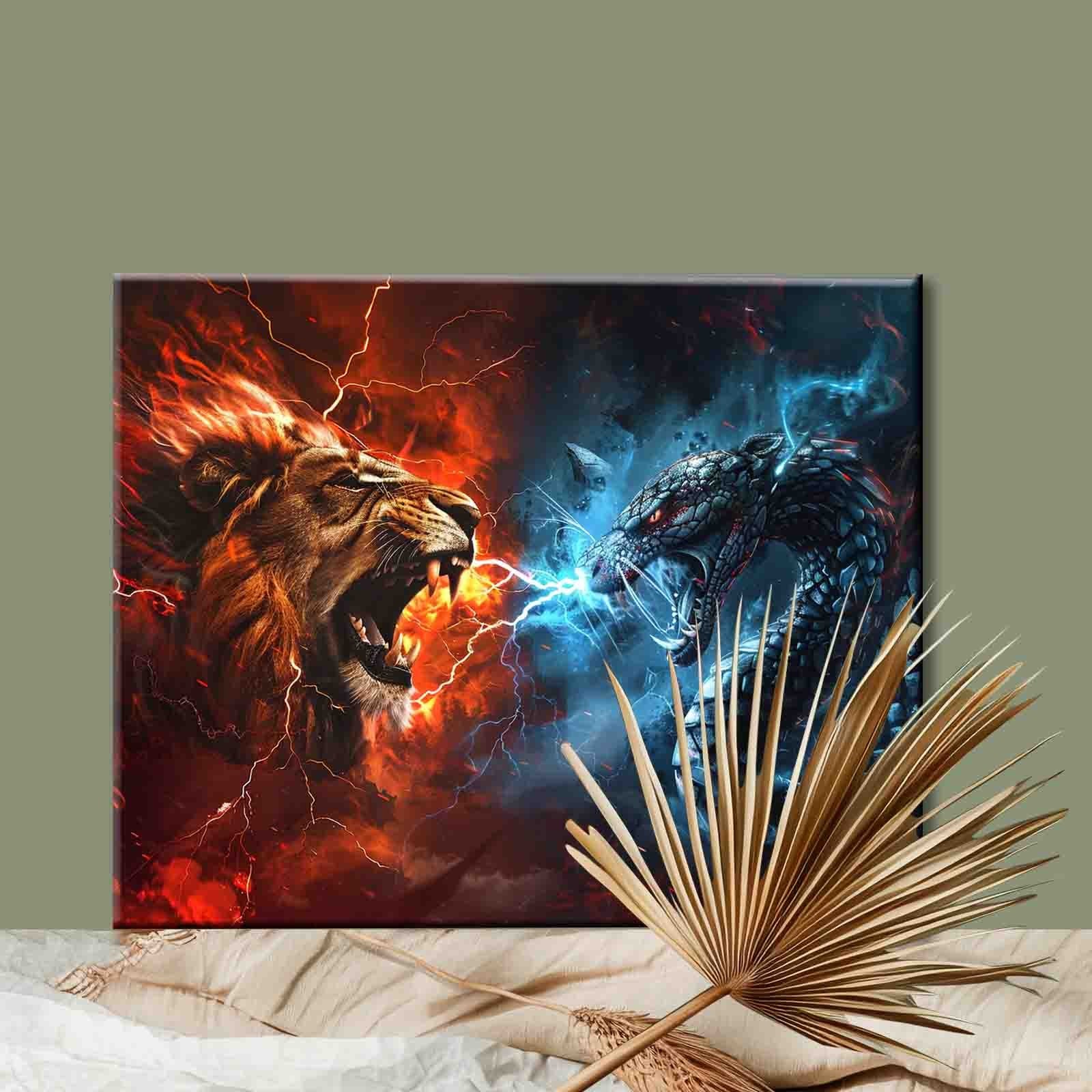 tucocoo-paint-by-numbers-lion-vs-snake-malen-nach-zahlen-l-we-40x50 image 2