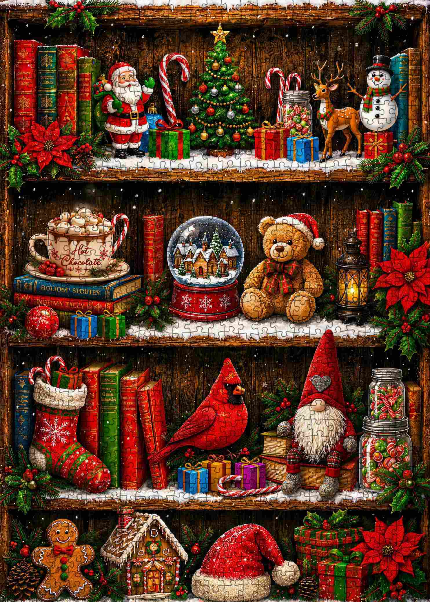 tucocoo-christmas-treasures-bookshelf-puzzle-1000-teile-weihnachten image 2