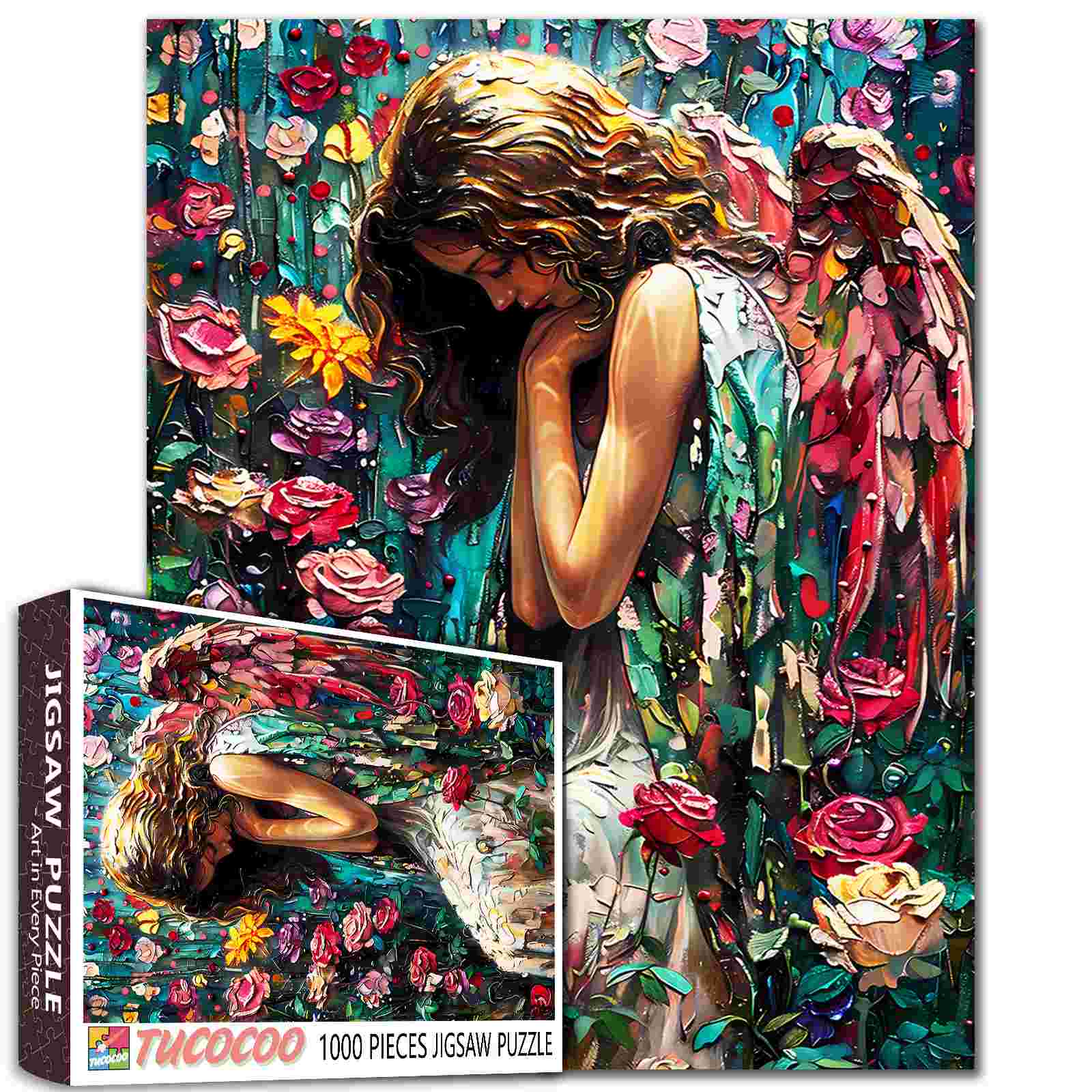 tucocoo-whispers-of-the-angel-puzzle-1000-teile-rosen-engel image 1