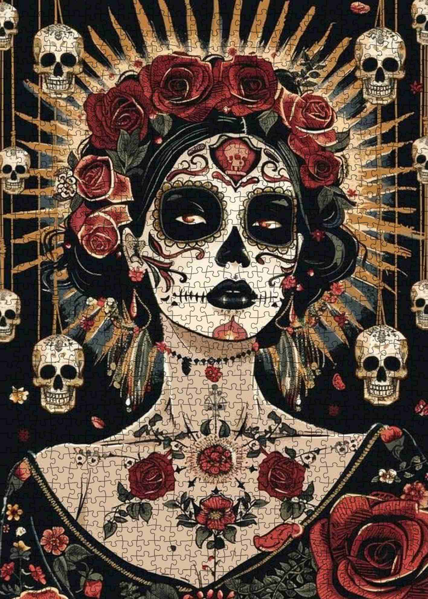 tucocoo-sugar-skull-rose-queen-puzzle-1000-teile-portrait image 2