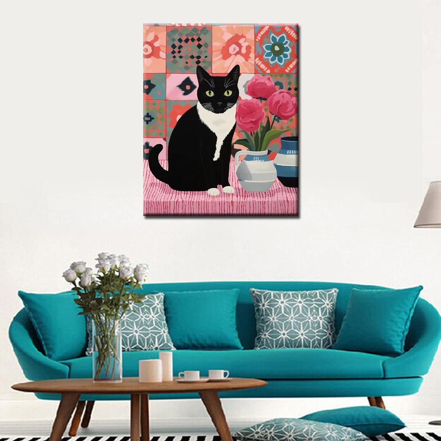 tucocoo-paint-katze-auf-rosa-teppich-malen-nach-zahlen-40x50 image 3