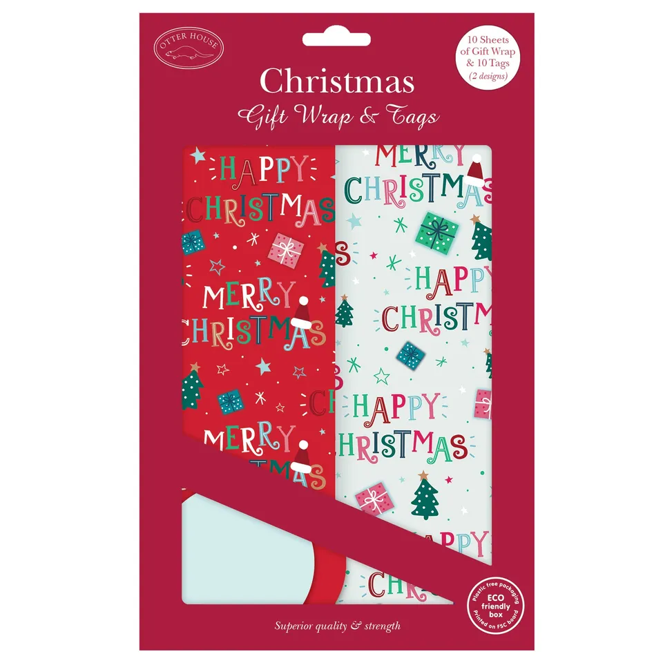 otter-house-christmas-text-geschenkpapier-10-bogen-tags image 1