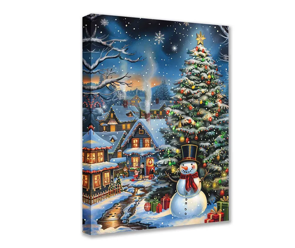 tucocoo-christmas-village-snowman-wandbild-winterdorf image 1