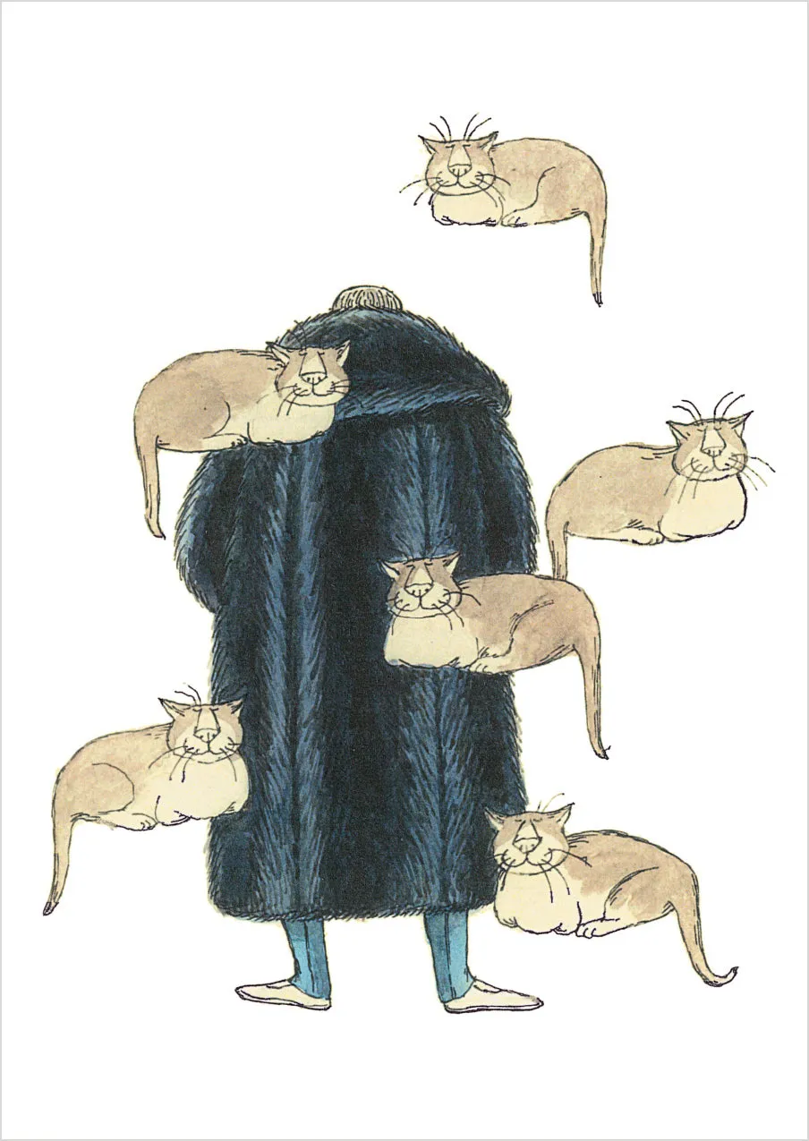 pomegranate-postcards-edward-gorey-floating-cats-postkarte-katzen-humor image 1