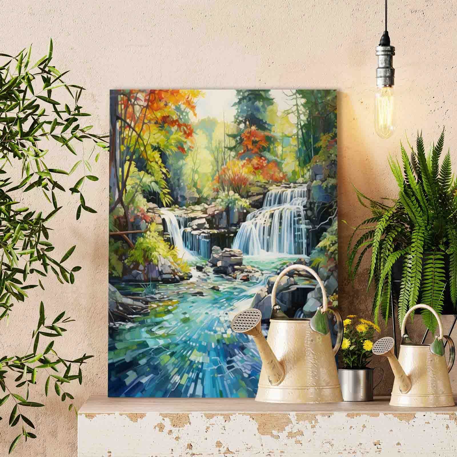 tucocoo-paint-by-numbers-autumn-forest-waterfall-malen-nach-zahlen-40x50cm-herbs image 2
