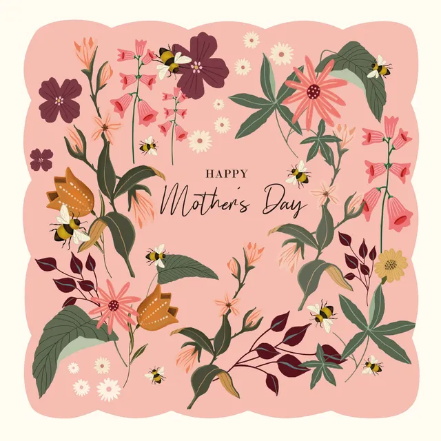 otter-house-bees-peach-floral-muttertagskarte-bienen image 1