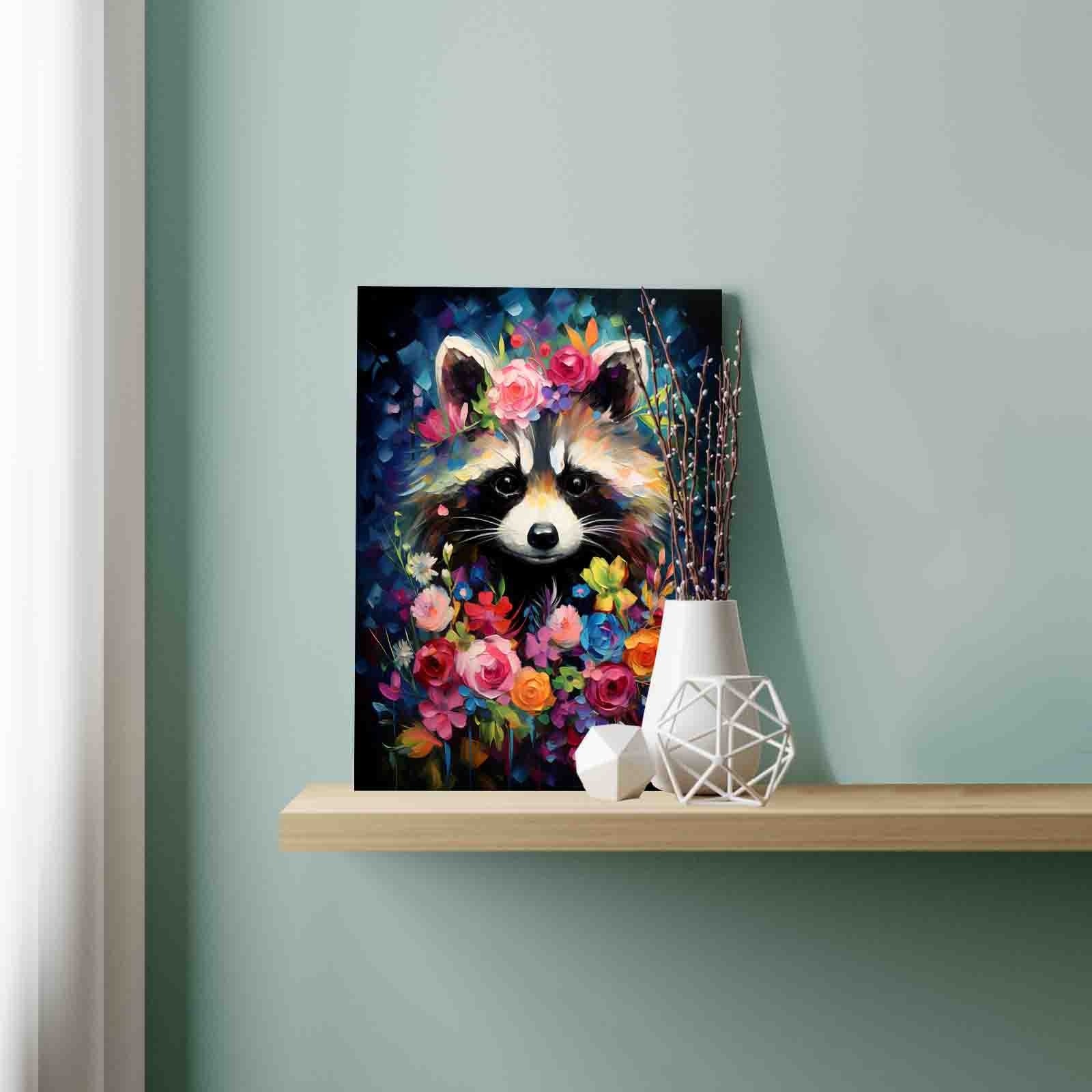 tucocoo-raccoon-floral-malen-nach-zahlen-40x50-ohne-rahmen image 3