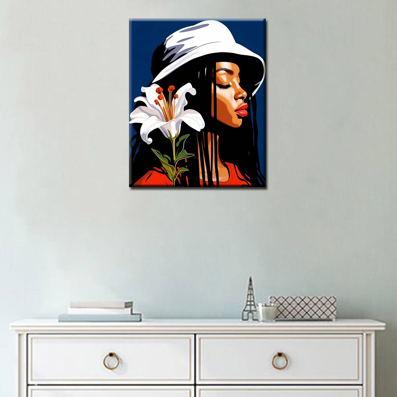tucocoo-paint-by-numbers-white-lily-hat-woman-malen-nach-zahlen-40x50-elegant image 3