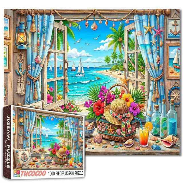 tucocoo-tropical-seaside-window-puzzle-1000-teile-strand image 1
