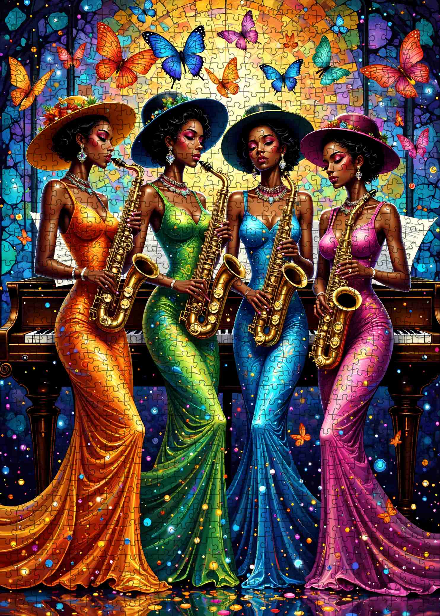 tucocoo-jazz-saxophone-night-quartet-puzzle-1000-teile-musik image 2