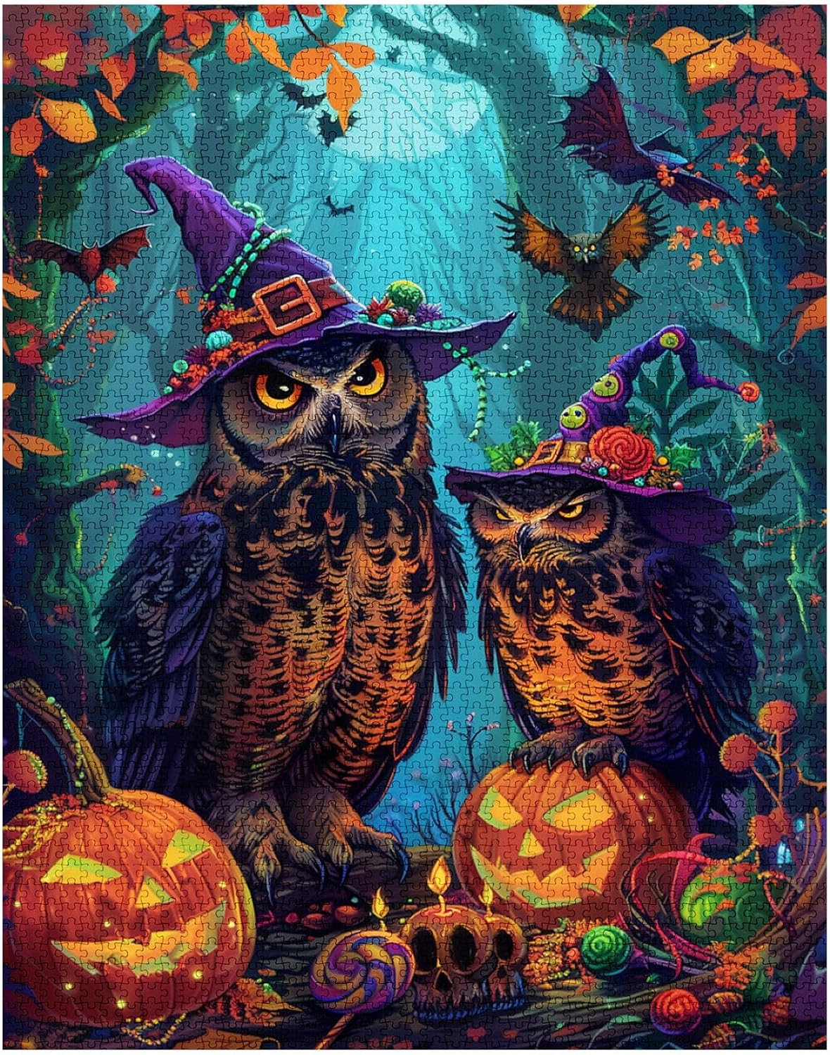 tucocoo-halloween-owl-puzzle-1000-teile-eule-wald image 2