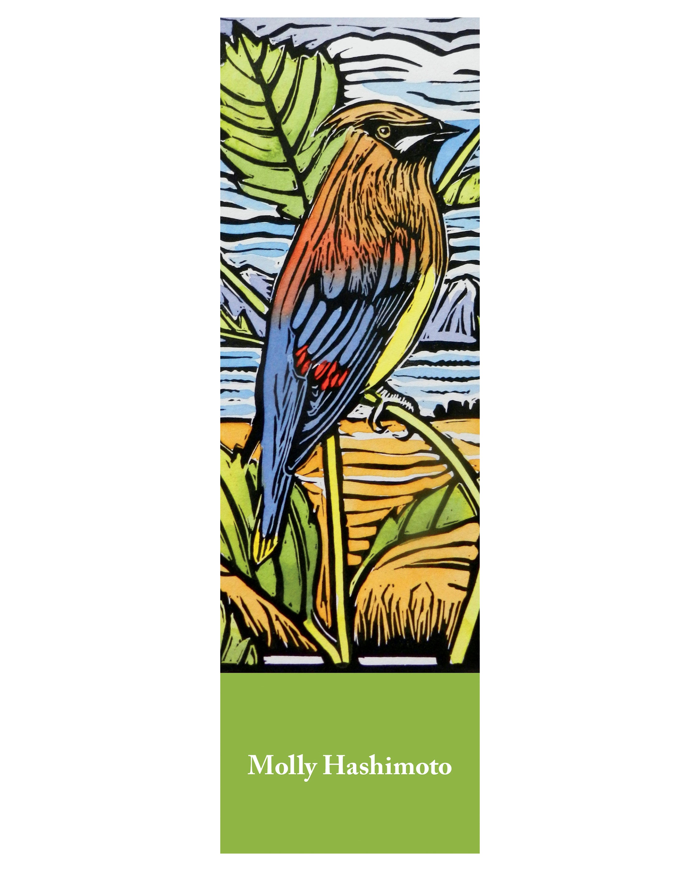 pomegranate-molly-hashimoto-cedar-waxwing-lesezeichen-vogel image 1