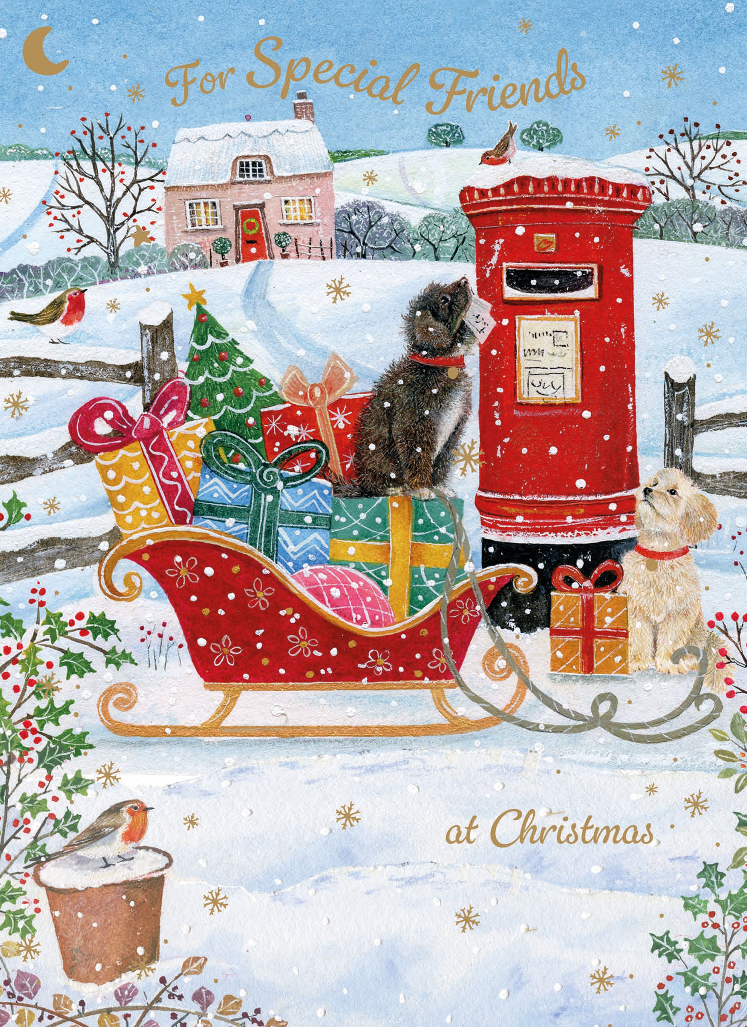 otter-house-special-friends-hunde-weihnachtskarte-schlitten image 1