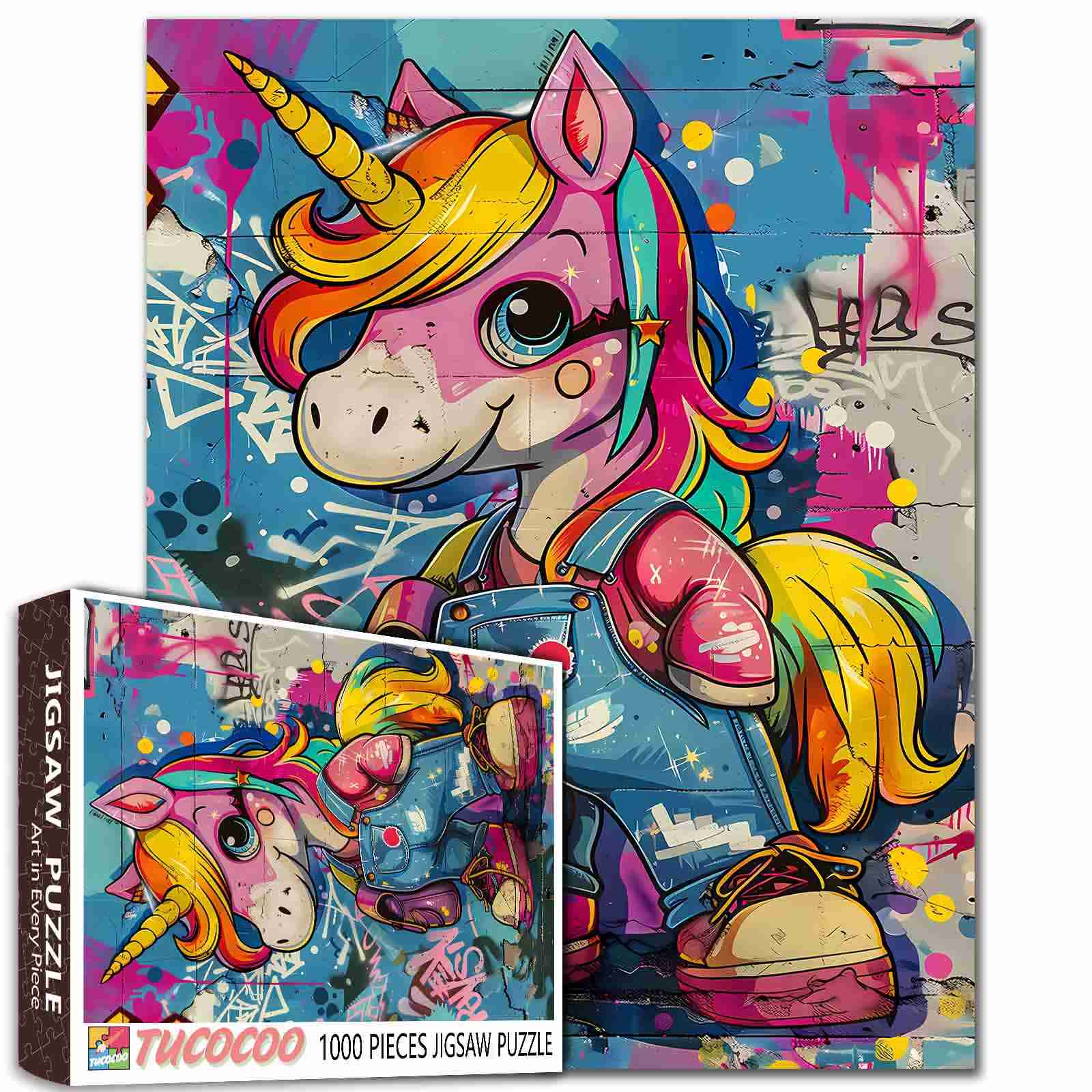tucocoo-jigsaw-puzzles-buntes-einhorn-graffiti-puzzle-1000-teile image 1