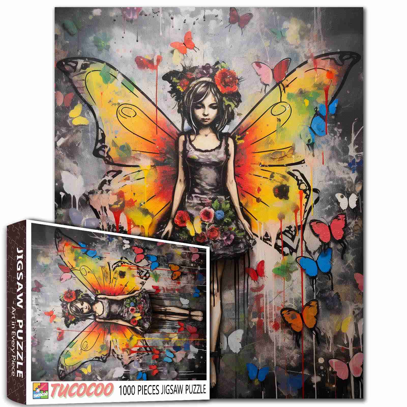 tucocoo-butterfly-girl-puzzle-1000-teile-graffiti image 1