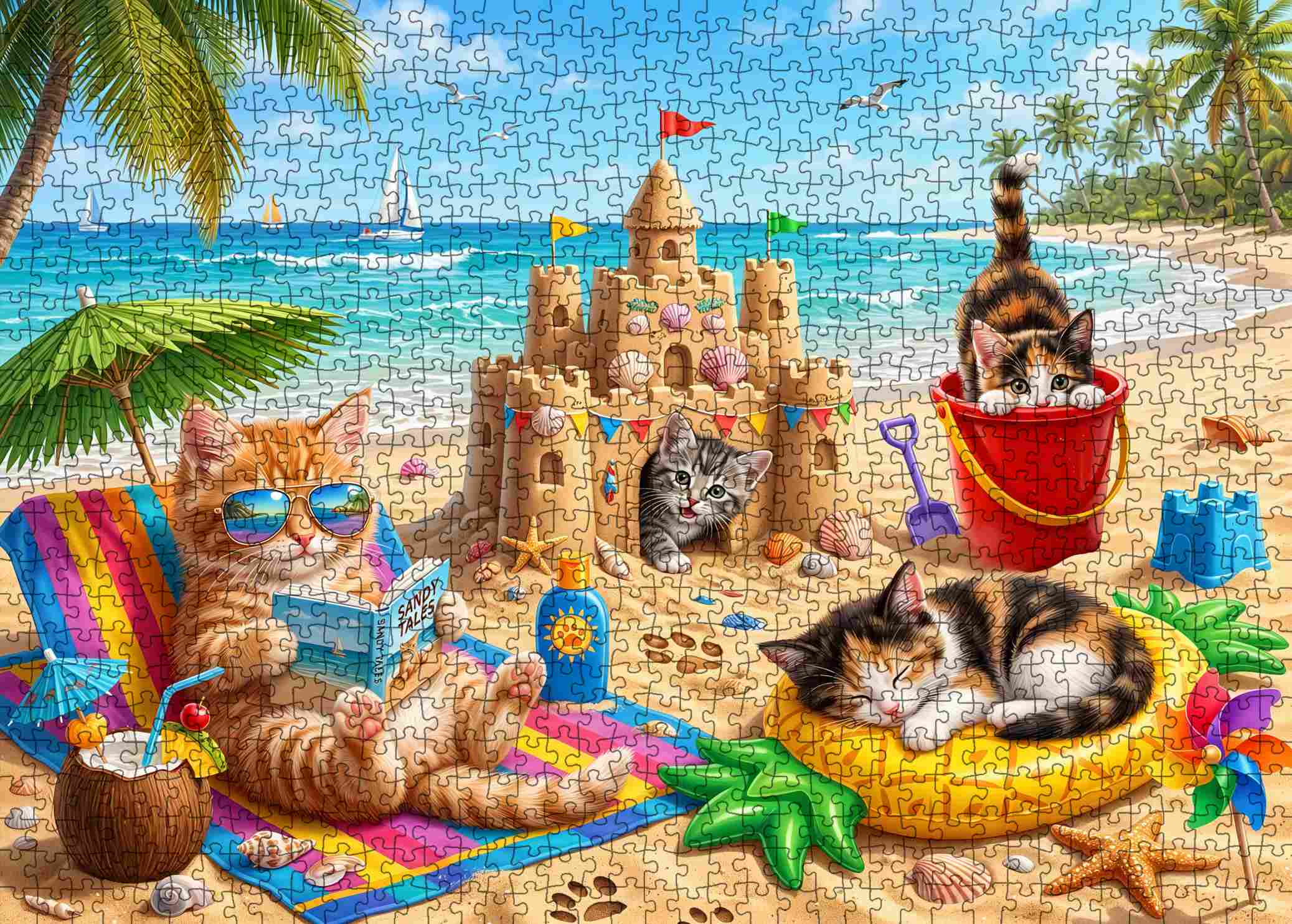 tucocoo-sunny-beach-kitten-paradise-puzzle-1000-teile-katze image 2