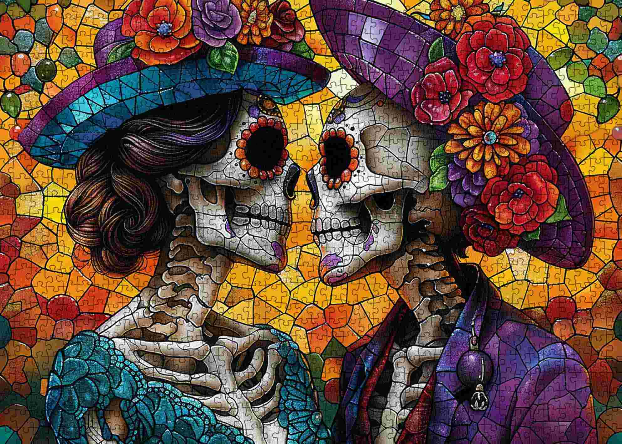 tucocoo-romantic-skeletons-puzzle-1000-teile-buntglas image 2