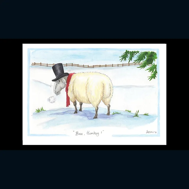 otter-house-baa-humbug-schaf-weihnachtskarte-humor image 1
