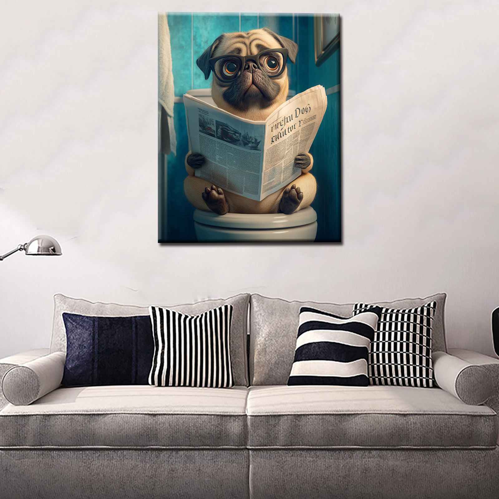 tucocoo-pug-zeitung-leinwandbild-30x40-mops-ungerahmt image 2