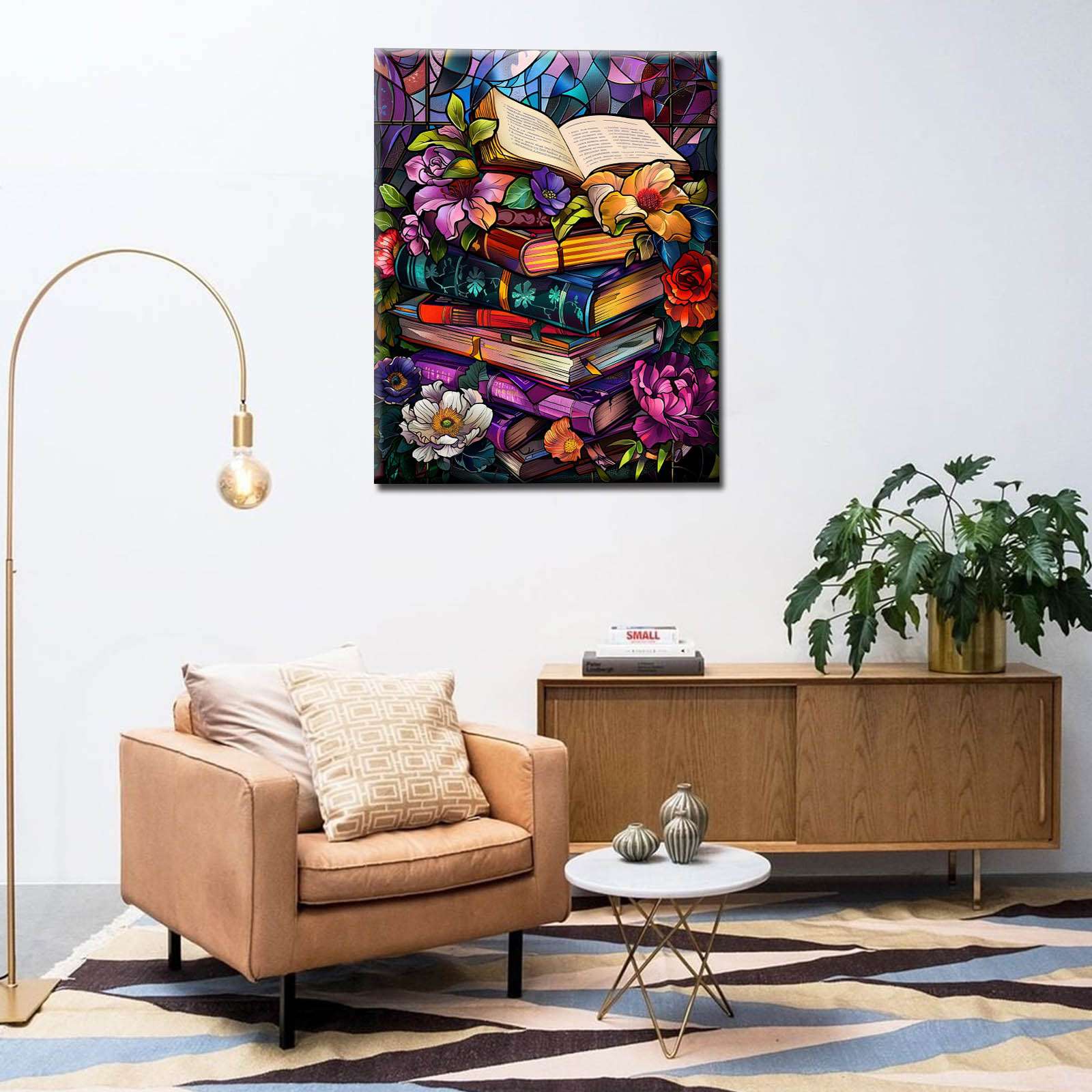 tucocoo-paint-by-numbers-stained-glass-books-flowers-malen-nach-zahlen-40x50 image 3