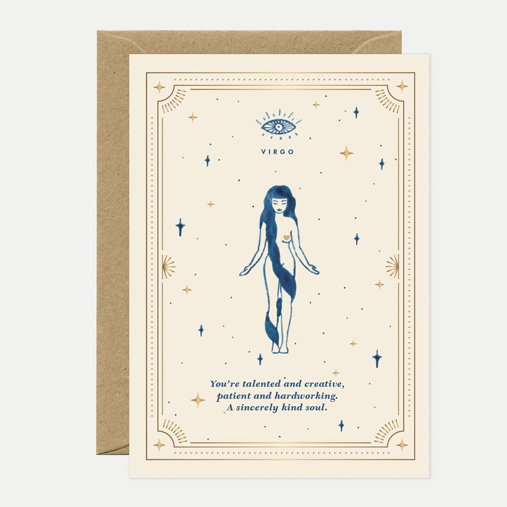 all-the-ways-to-say-virgo-gru-karte-sternzeichen-goldfolie-a6 image 1