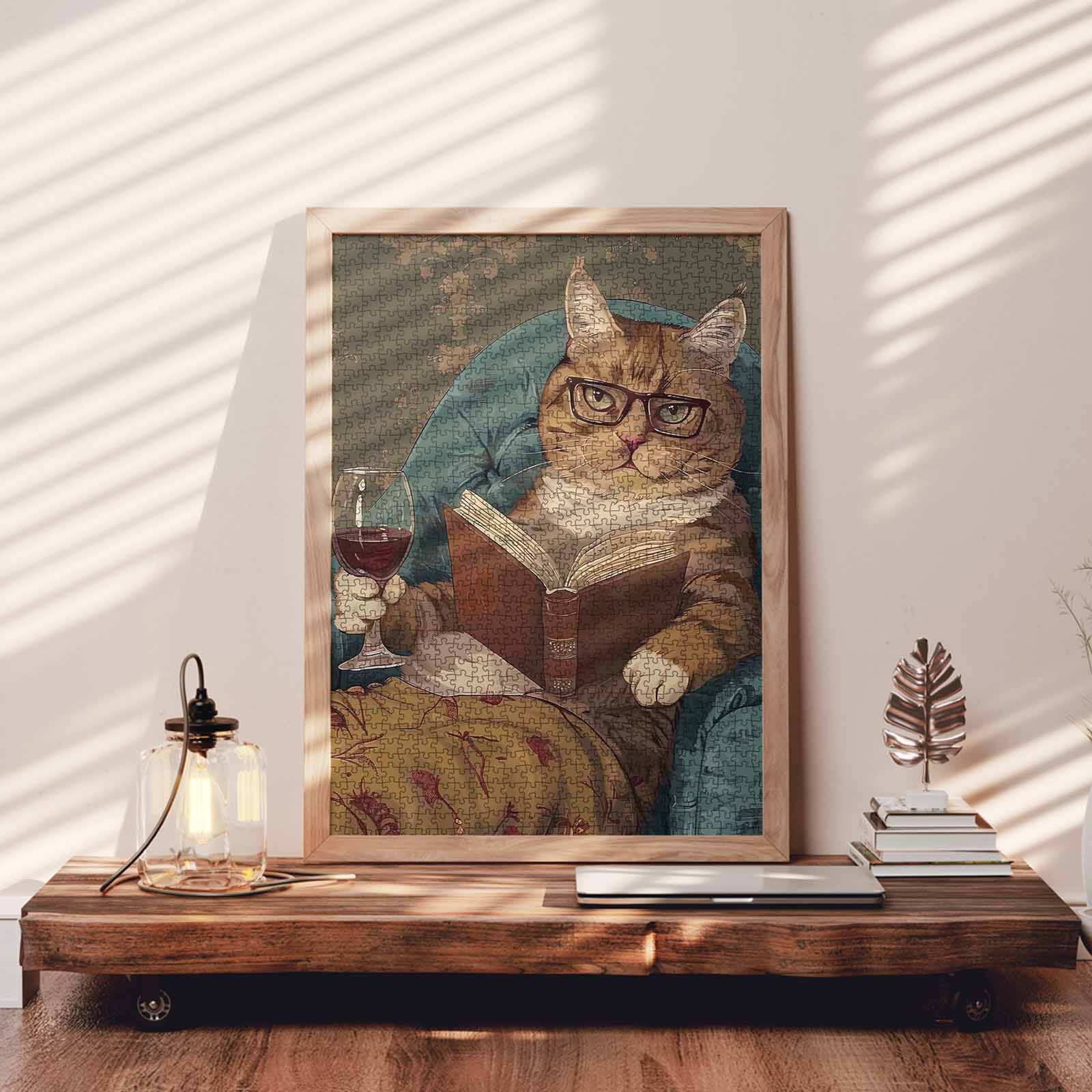 tucocoo-jigsaw-puzzles-cat-reading-with-wine-puzzle-1000-teile image 3