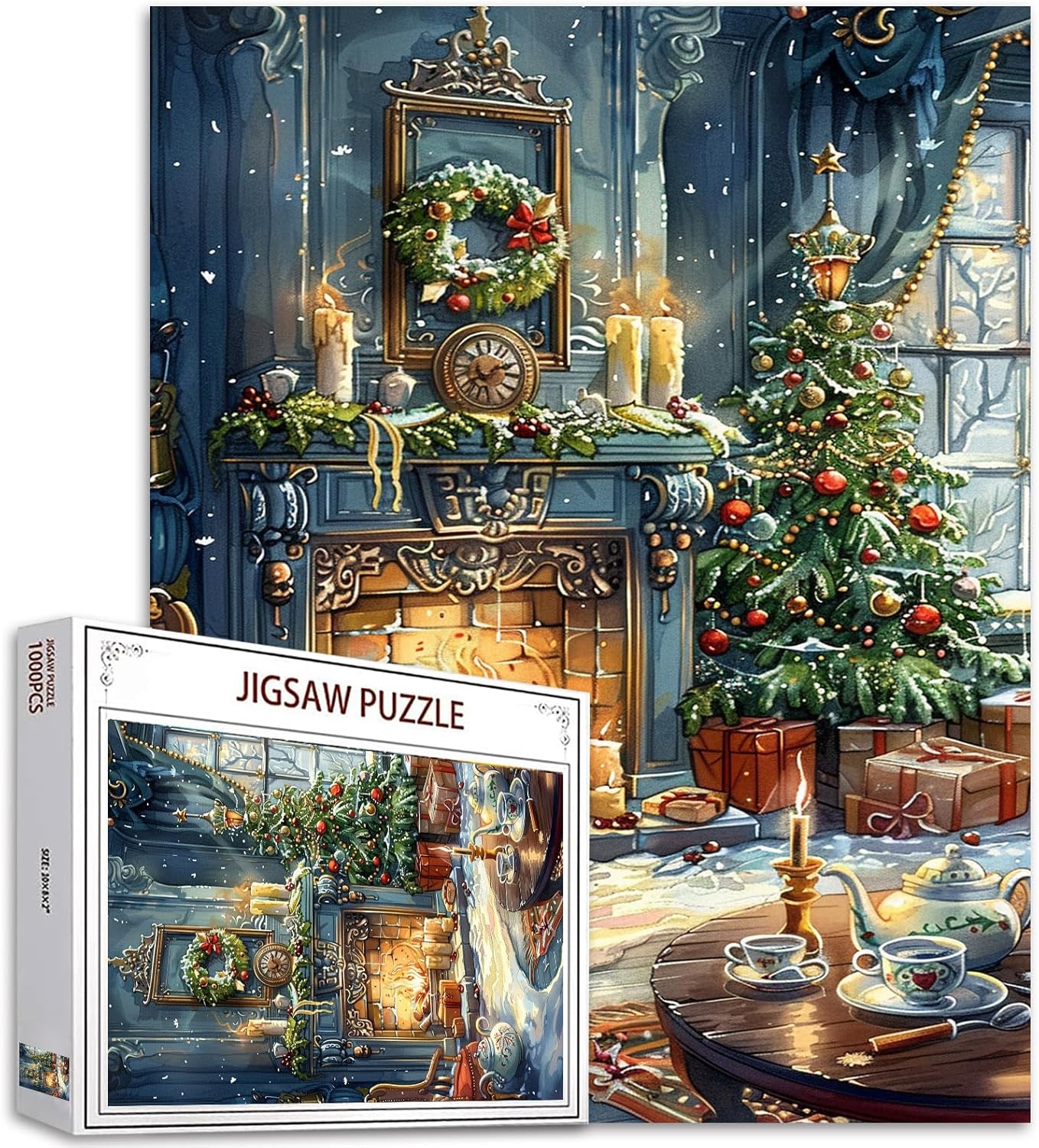 tucocoo-jigsaw-puzzles-fireplace-on-christmas-eve-puzzle-1000-teile image 1