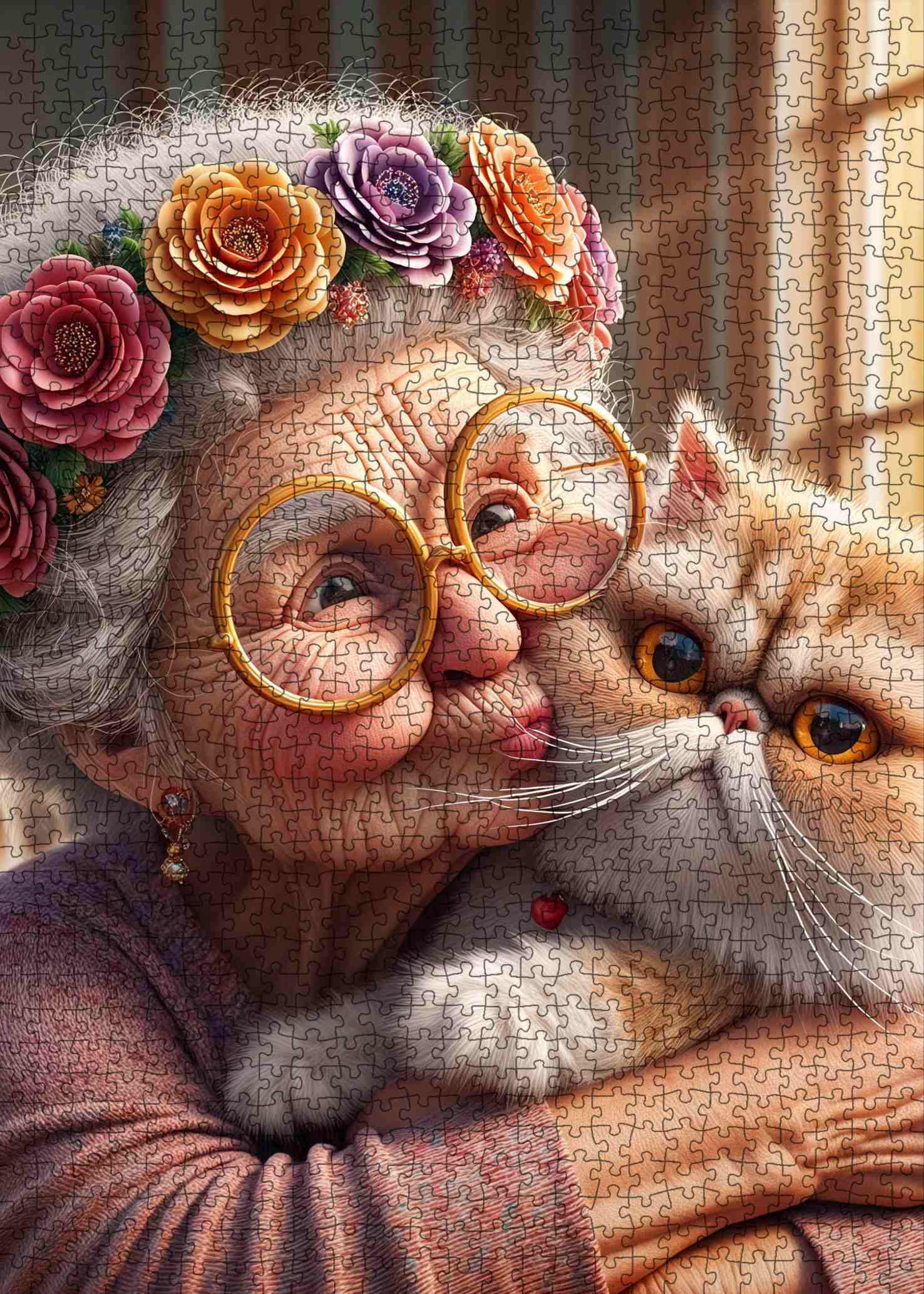tucocoo-grandma-and-cat-hug-puzzle-1000-teile-katze image 2