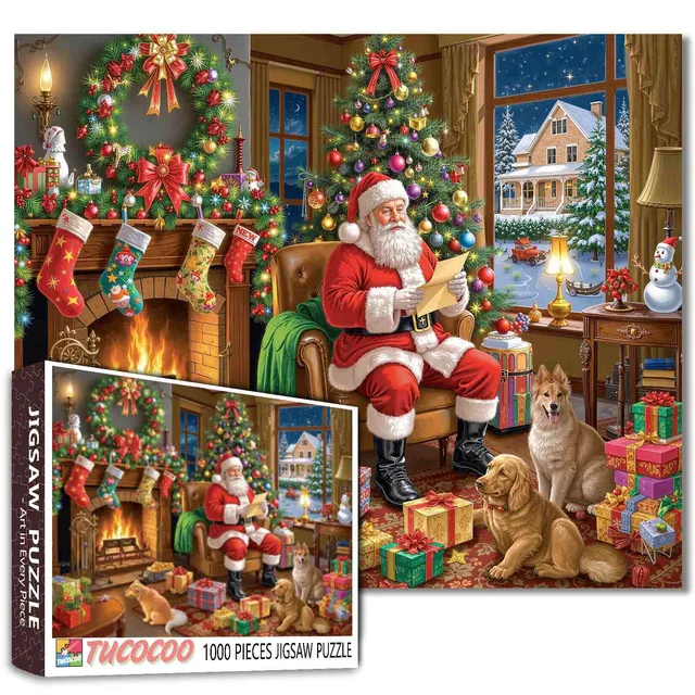 tucocoo-santa-by-fireplace-puzzle-1000-teile-weihnachten image 1