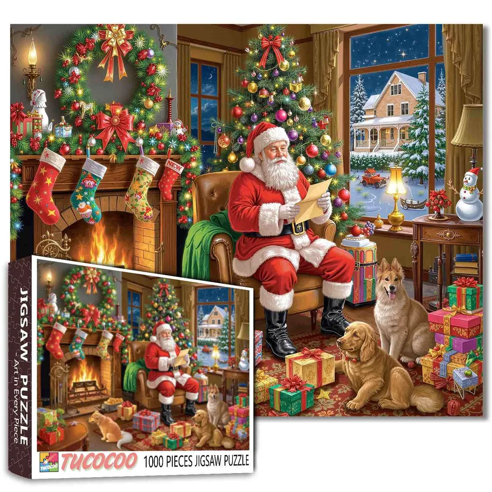 tucocoo-santa-by-fireplace-puzzle-1000-teile-weihnachten image 1