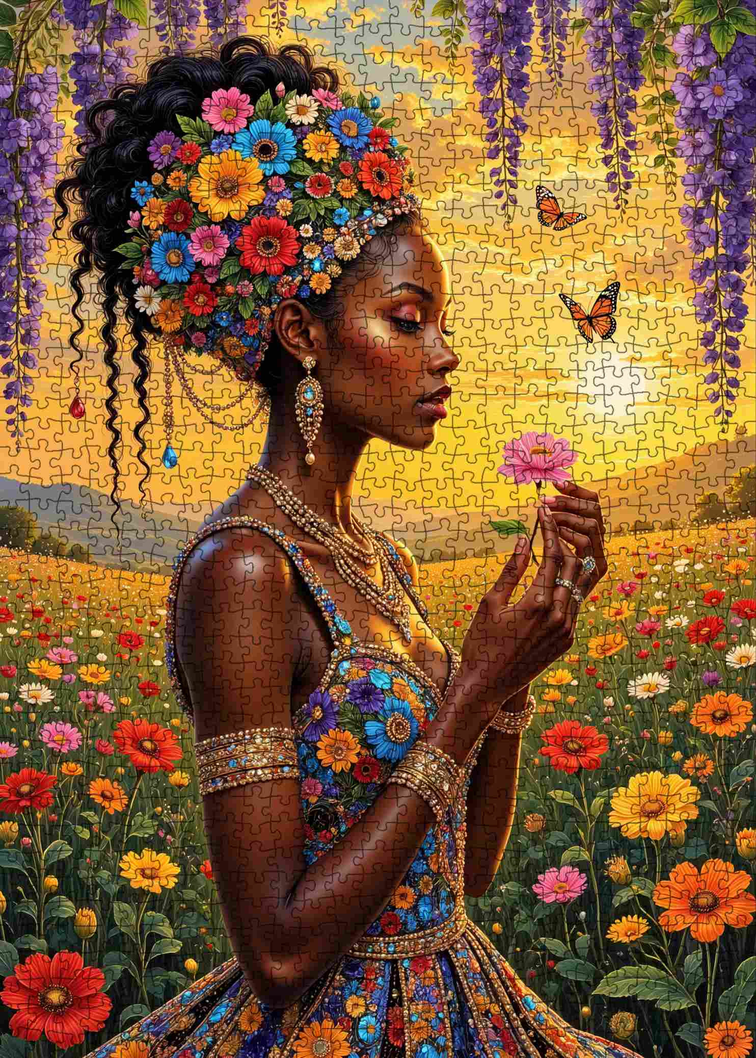 tucocoo-golden-floral-serenity-puzzle-1000-teile-frau image 2