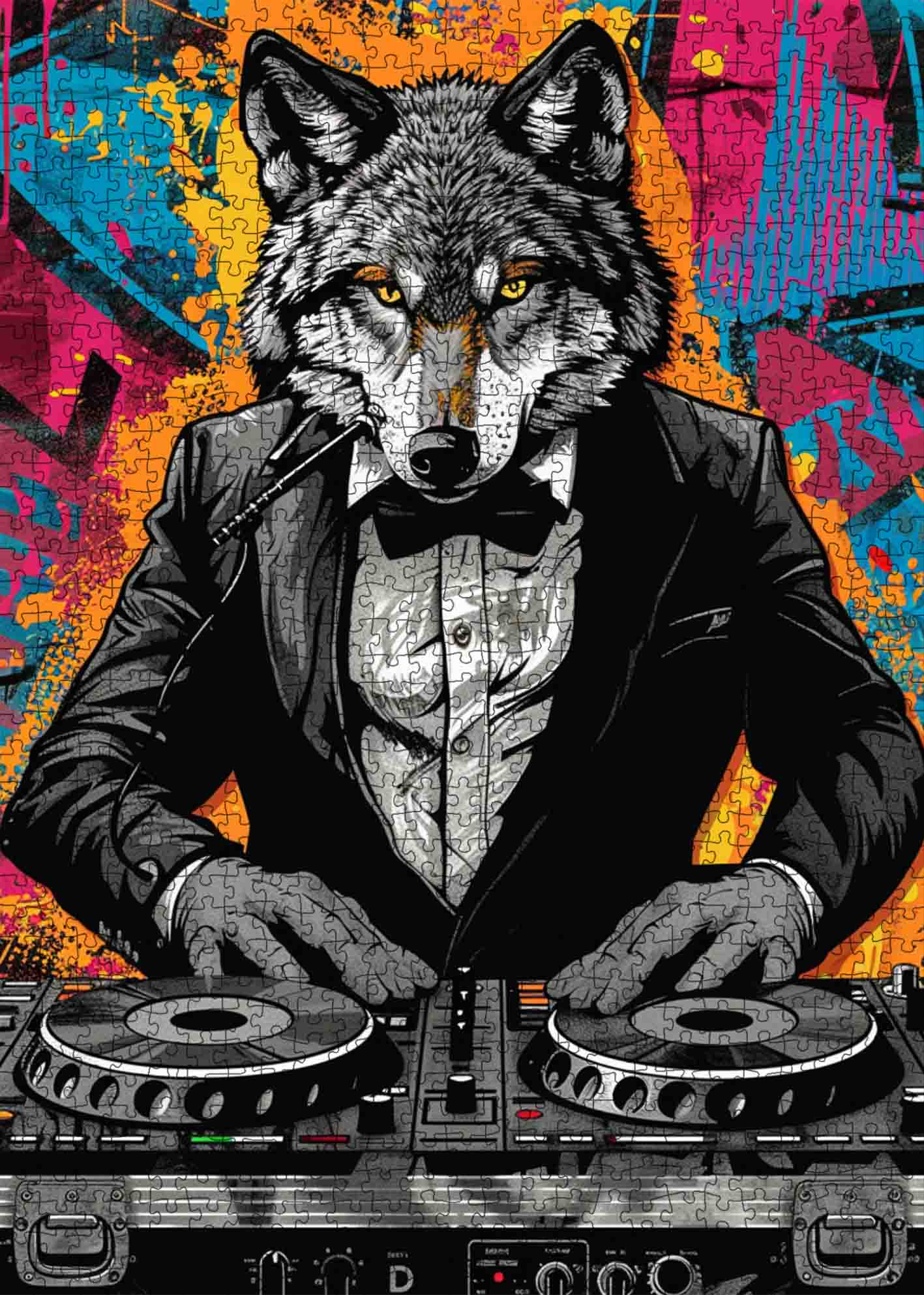 tucocoo-dj-wolf-graffiti-puzzle-1000-teile-neon image 2