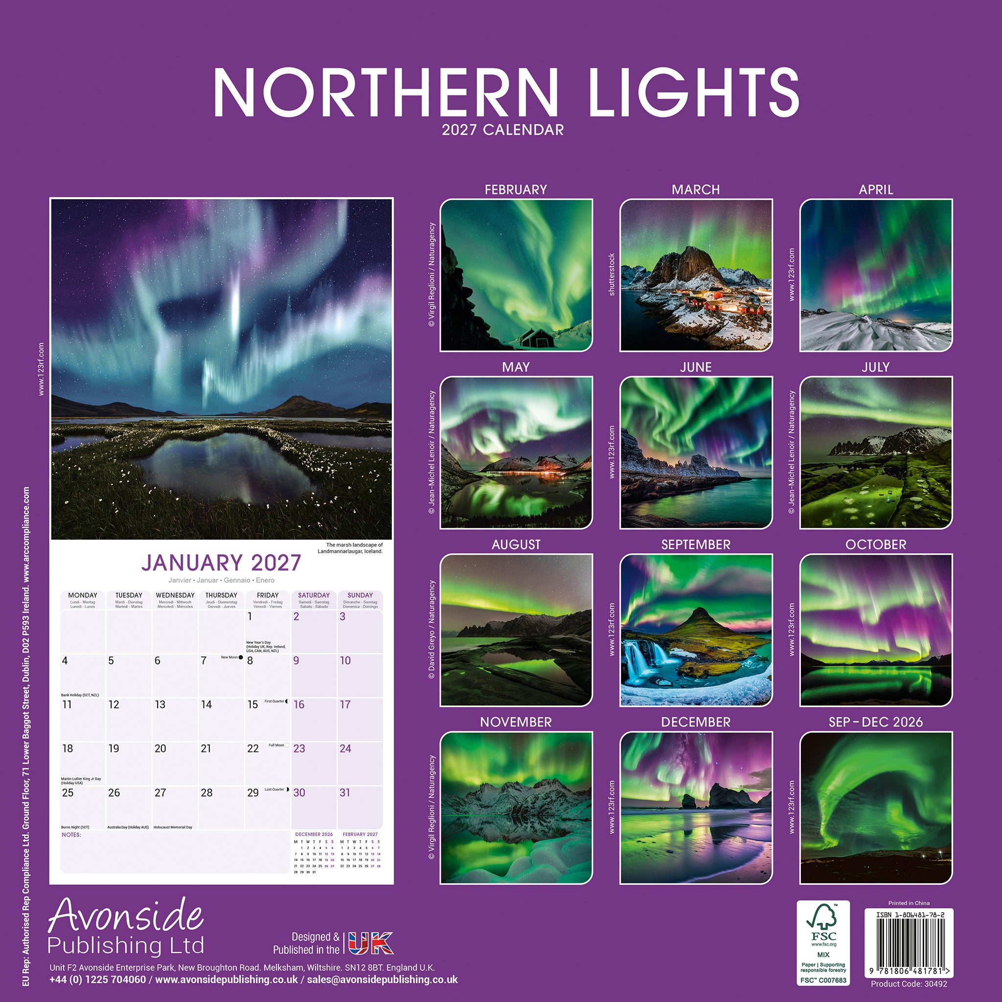 otter-house-calendars-northern-lights-wandkalender-2027-natur image 2