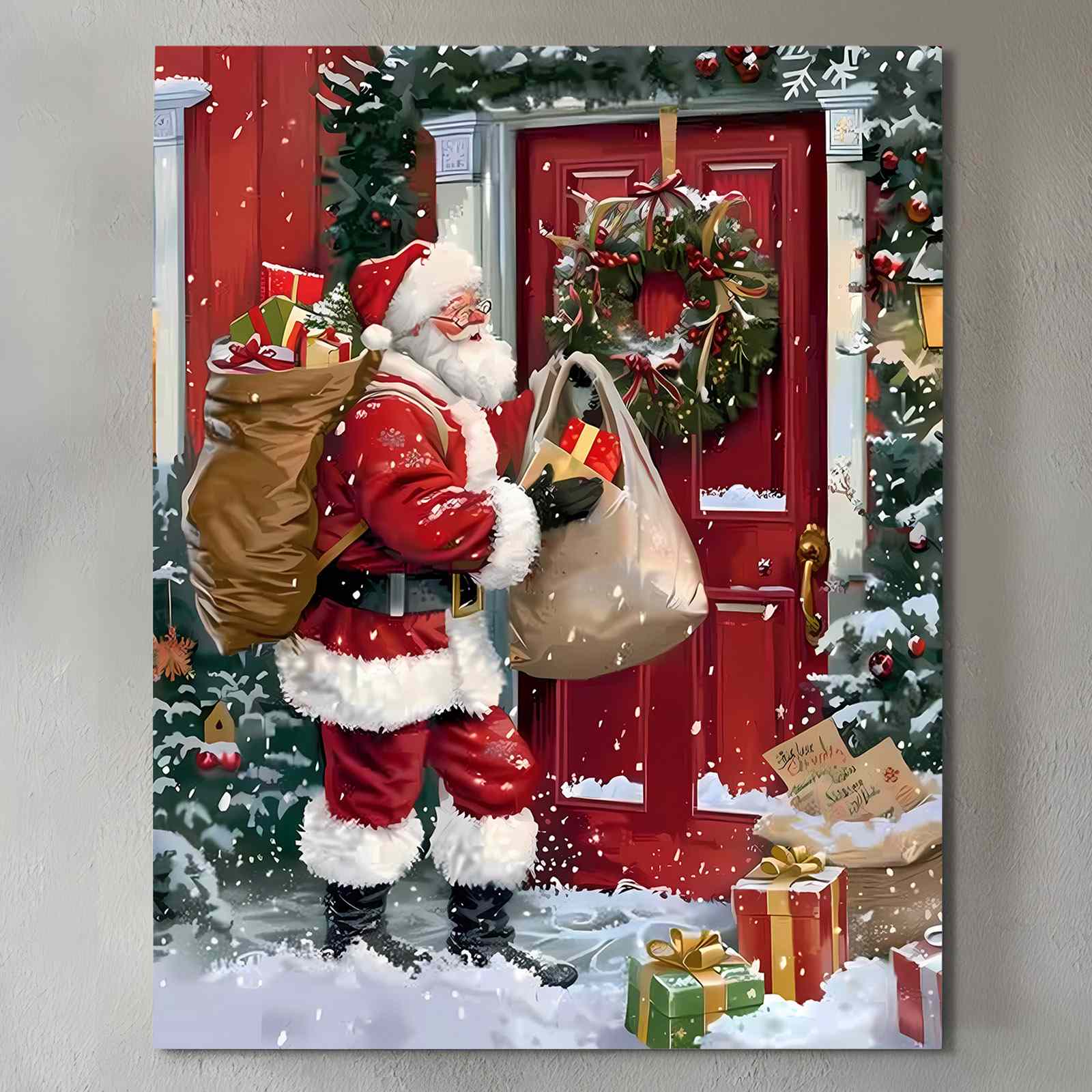 tucocoo-santa-red-door-canvas-wall-art-leinwandbild-40x50-gerahmt image 2