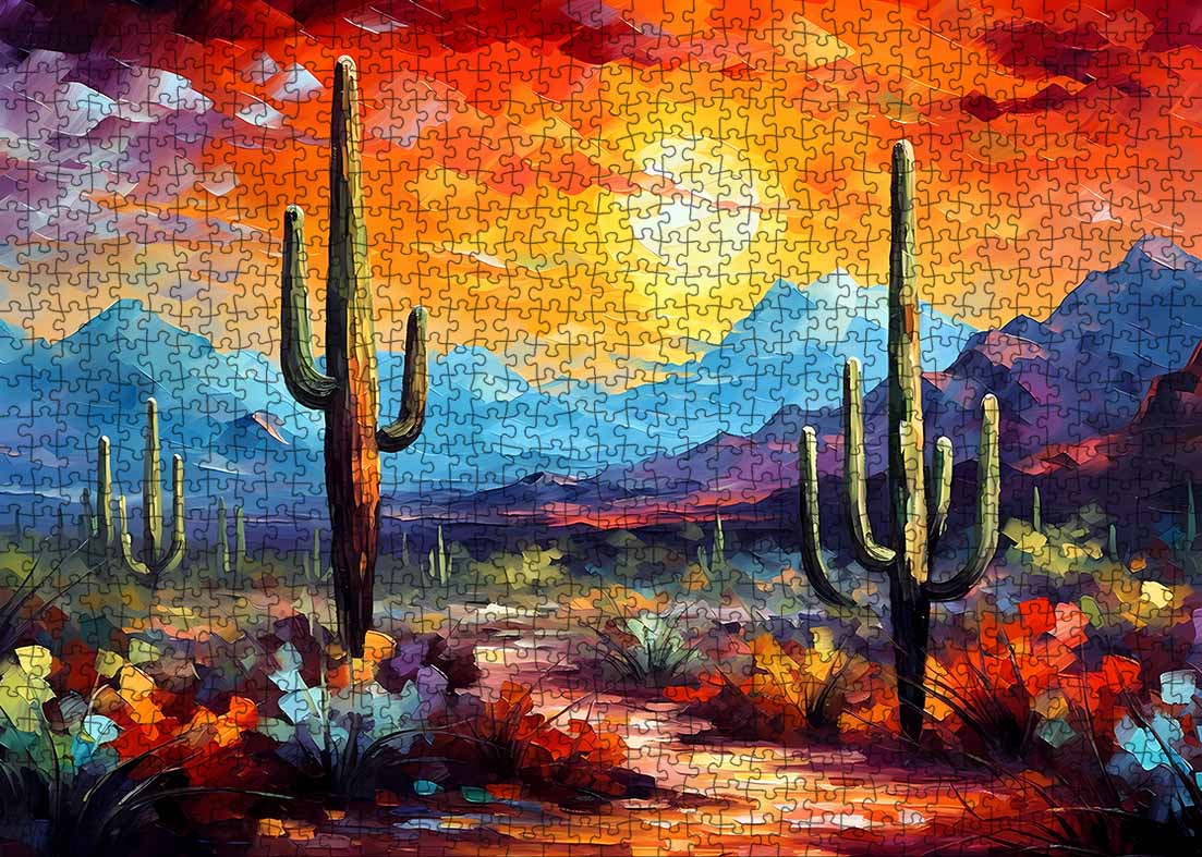 tucocoo-saguaro-cacti-landscape-artwork-puzzle-1000-teile image 2
