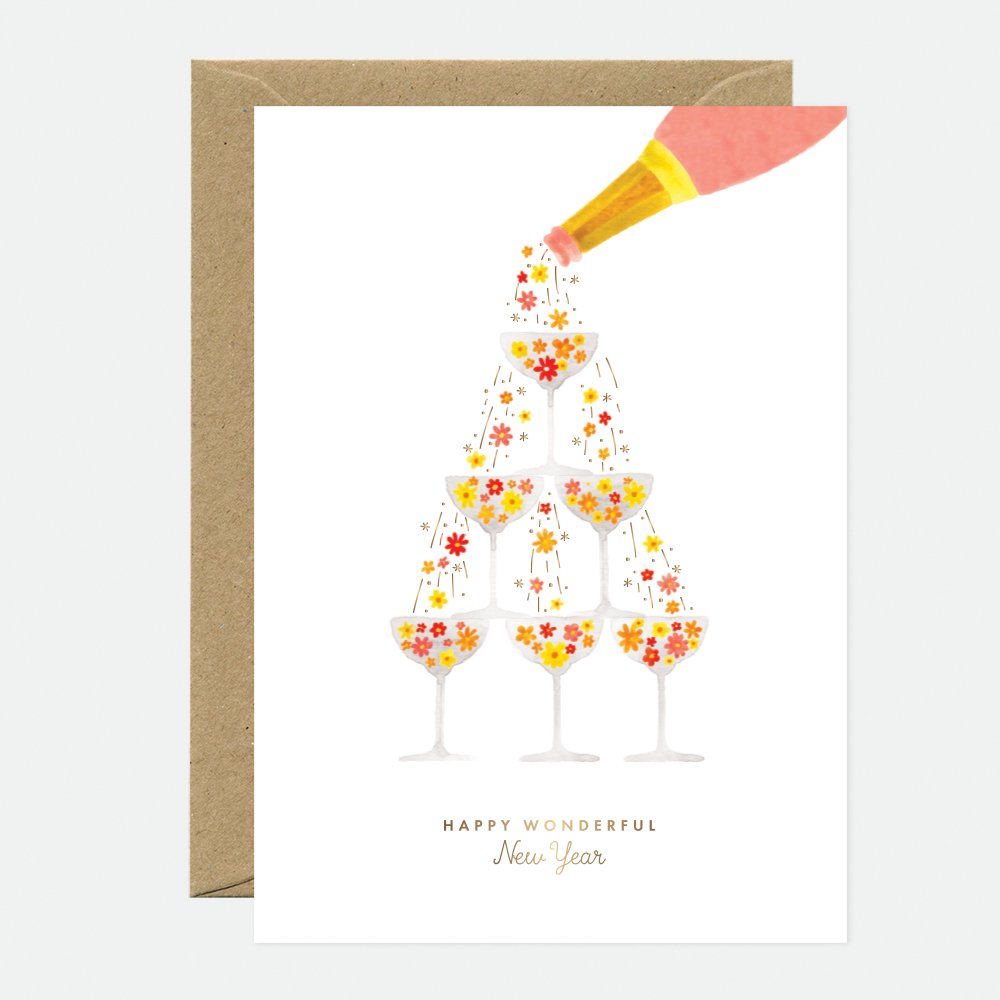 all-the-ways-to-say-flower-champagne-neujahrskarte-goldfolie-a6 image 1