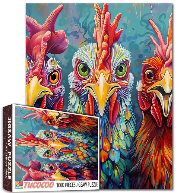 tucocoo-3-colorful-rooster-puzzle-1000-teile-h-hne image 1
