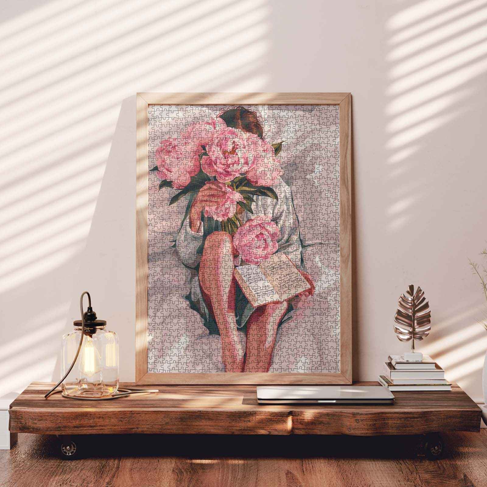 tucocoo-beautiful-woman-with-peonies-puzzle-1000-teile image 3