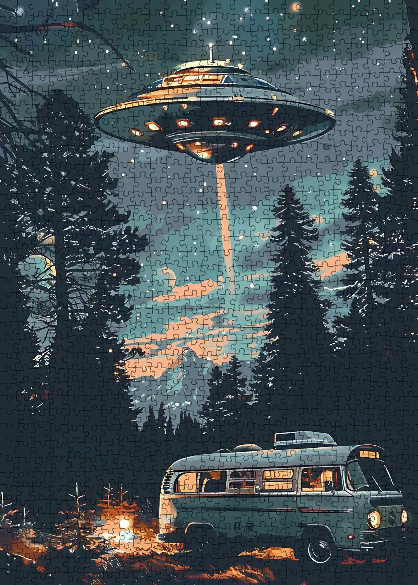 tucocoo-ufo-night-encounter-forest-camper-puzzle-1000-teile image 2
