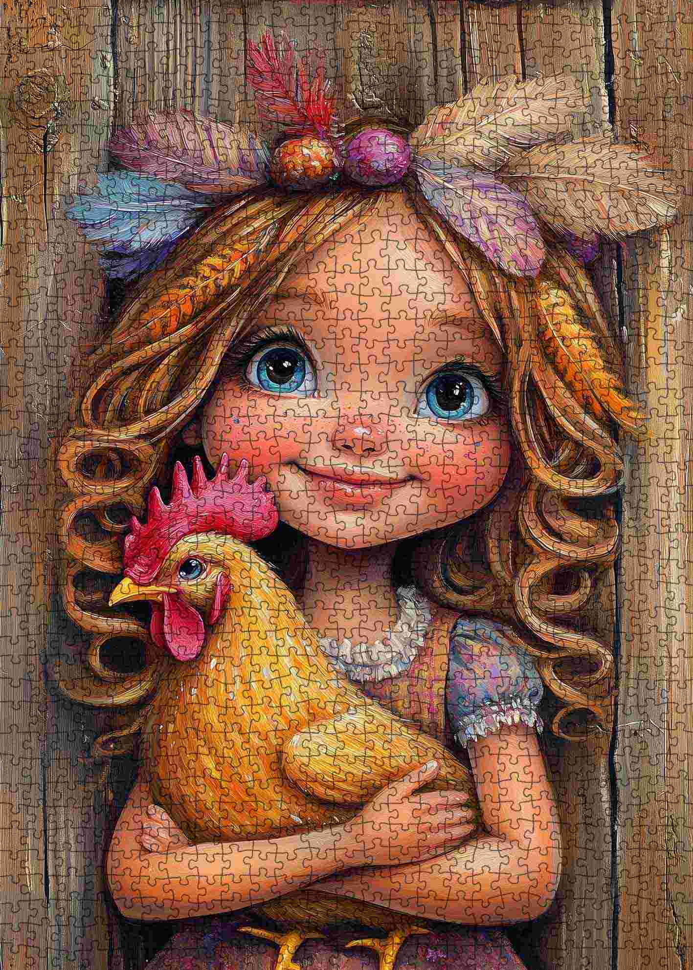 tucocoo-girl-with-chicken-puzzle-1000-teile-huhn image 2