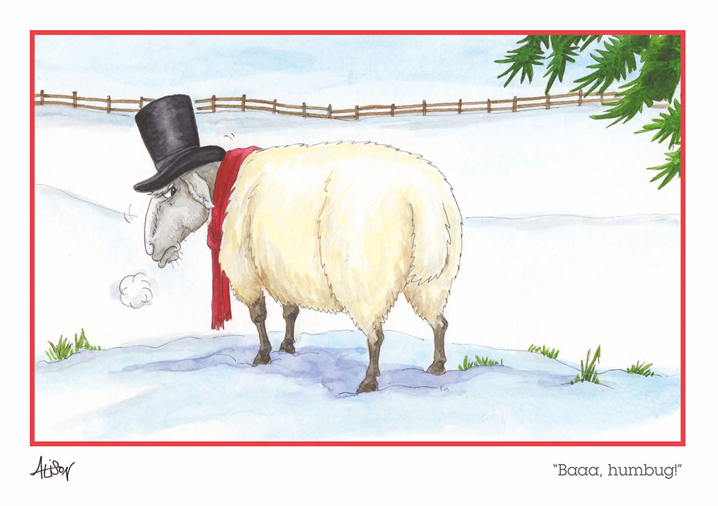 otter-house-alison-s-animals-baa-humbug-weihnachtskarte image 1