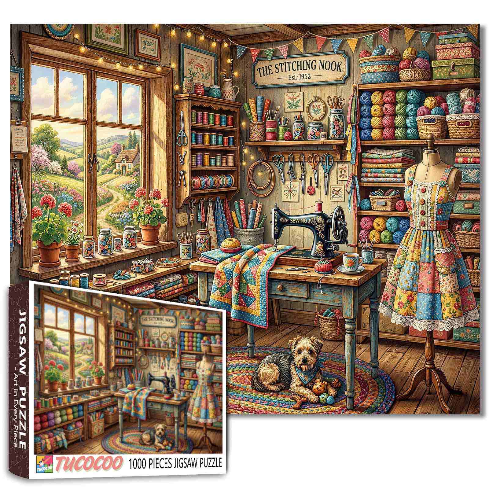 tucocoo-vintage-stitching-cottage-puzzle-1000-teile-n-hen image 1