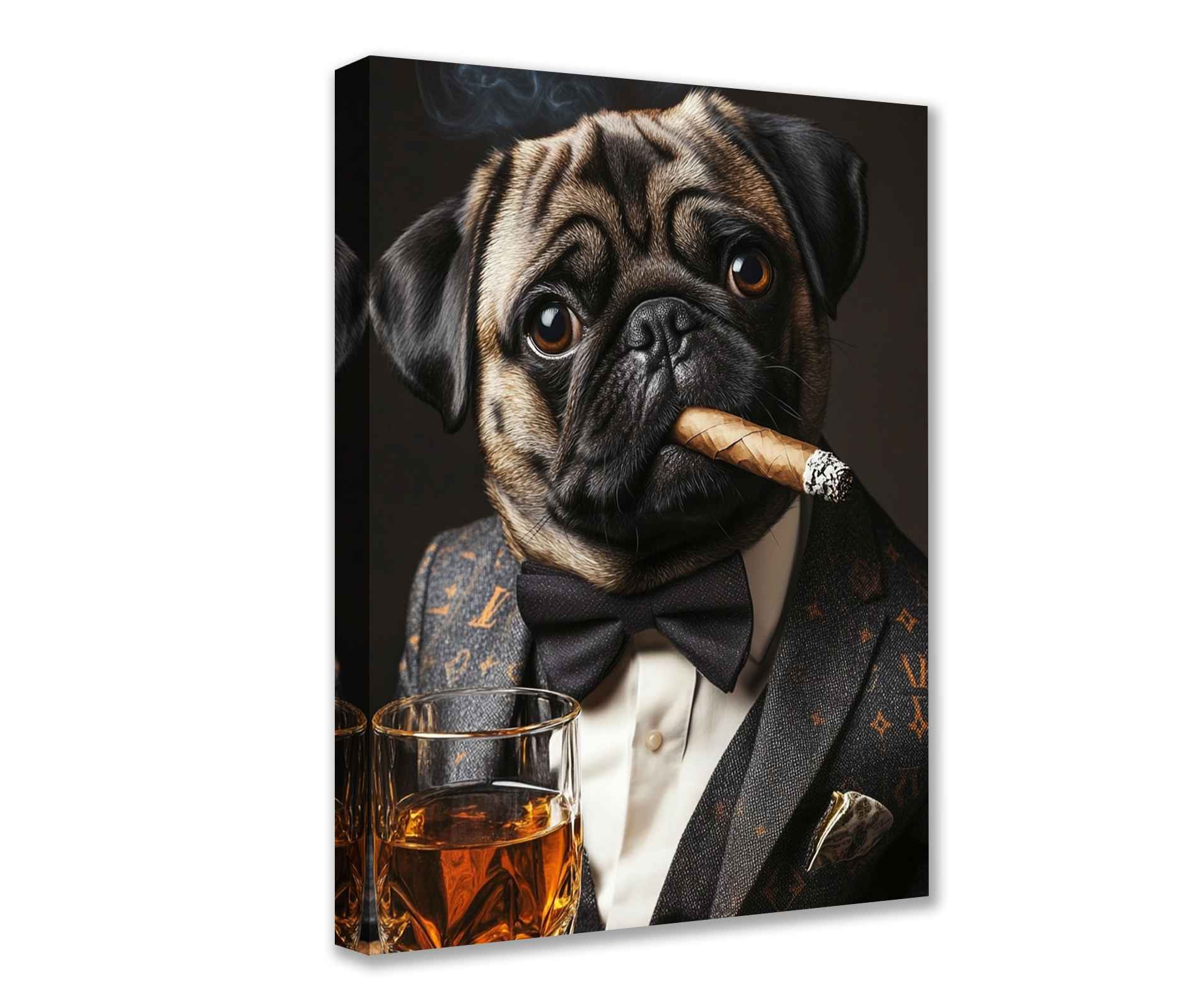 tucocoo-dapper-pug-with-cigar-leinwandbild-30x40cm-mops-anzug image 1