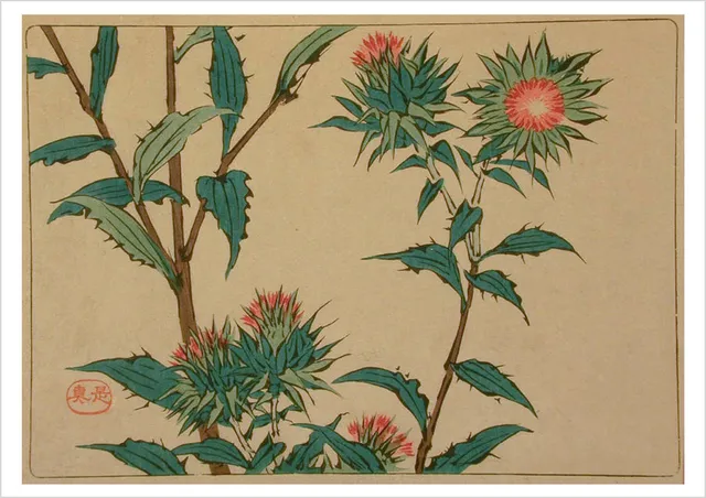 pomegranate-blank-notecards-shibata-zeshin-thistles-klappkarte-einzeln image 1