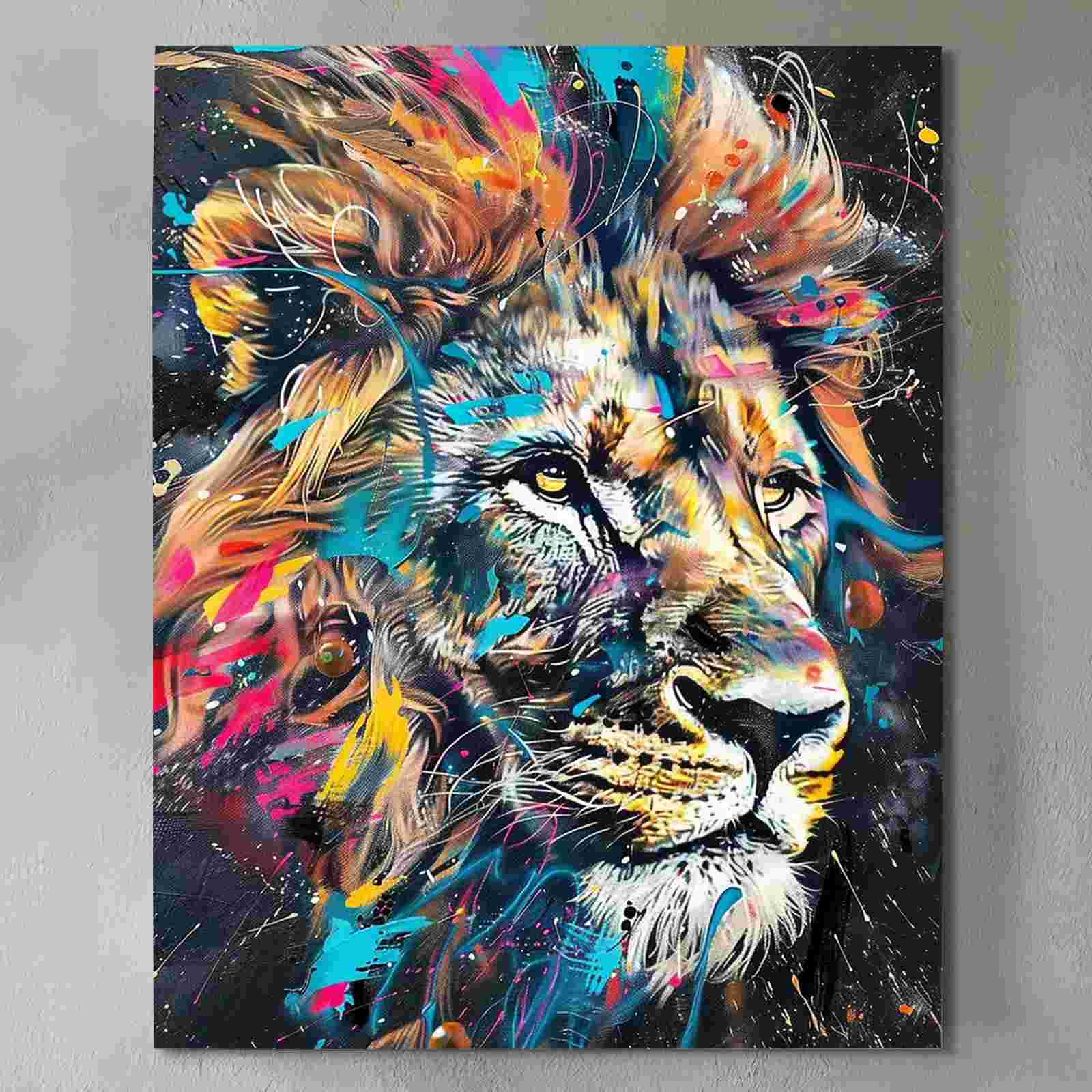 tucocoo-graffiti-lion-portrait-leinwandbild-30x40cm-gerahmt image 2