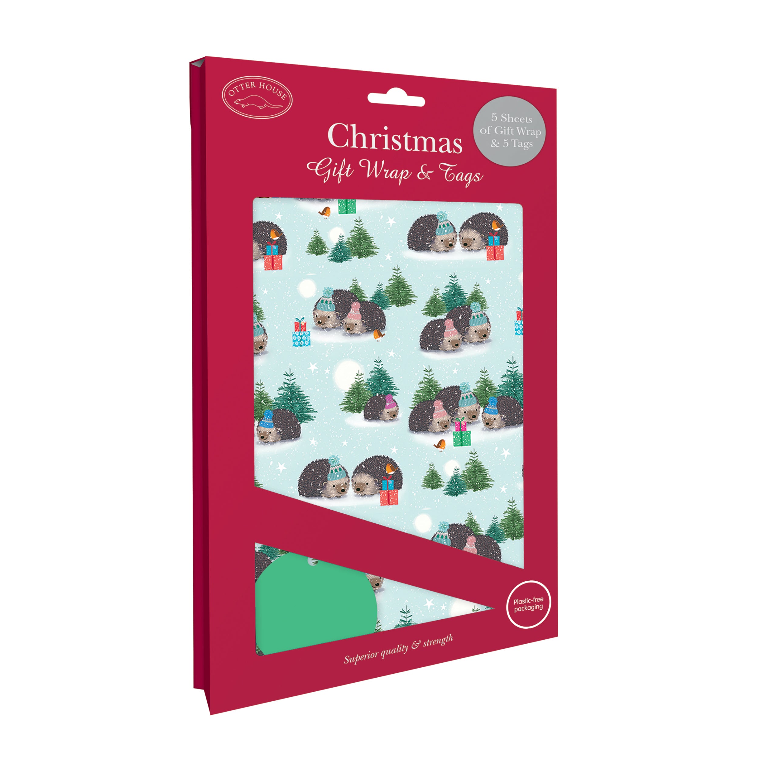 otter-house-a-prickle-of-hedgehogs-weihnachtspapier-5-bogen image 4
