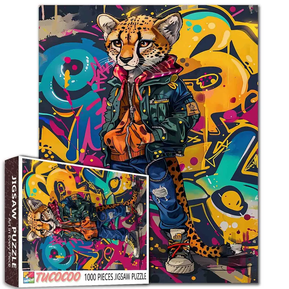 tucocoo-graffiti-cheetah-puzzle-1000-teile-gepard image 1