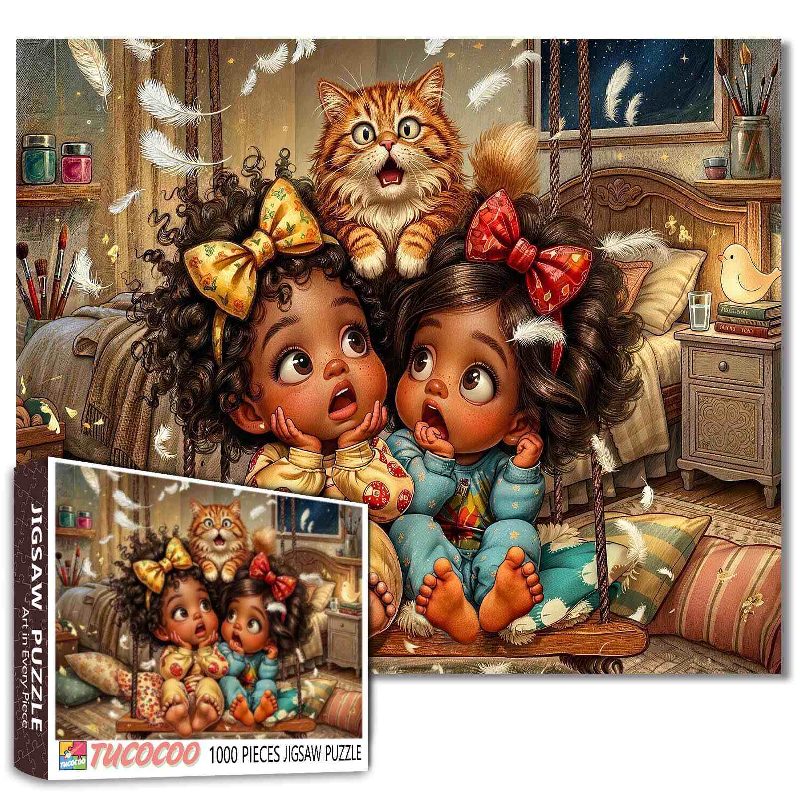 tucocoo-jigsaw-cozy-pillow-fight-girls-puzzle-1000-teile image 1
