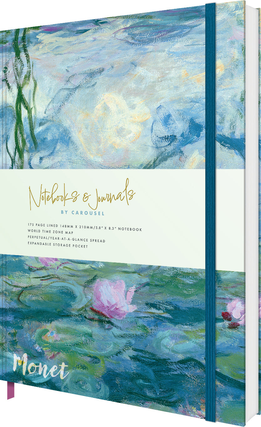 otter-house-monet-a5-notizbuch-seerosen-175-seiten-gummiband image 2
