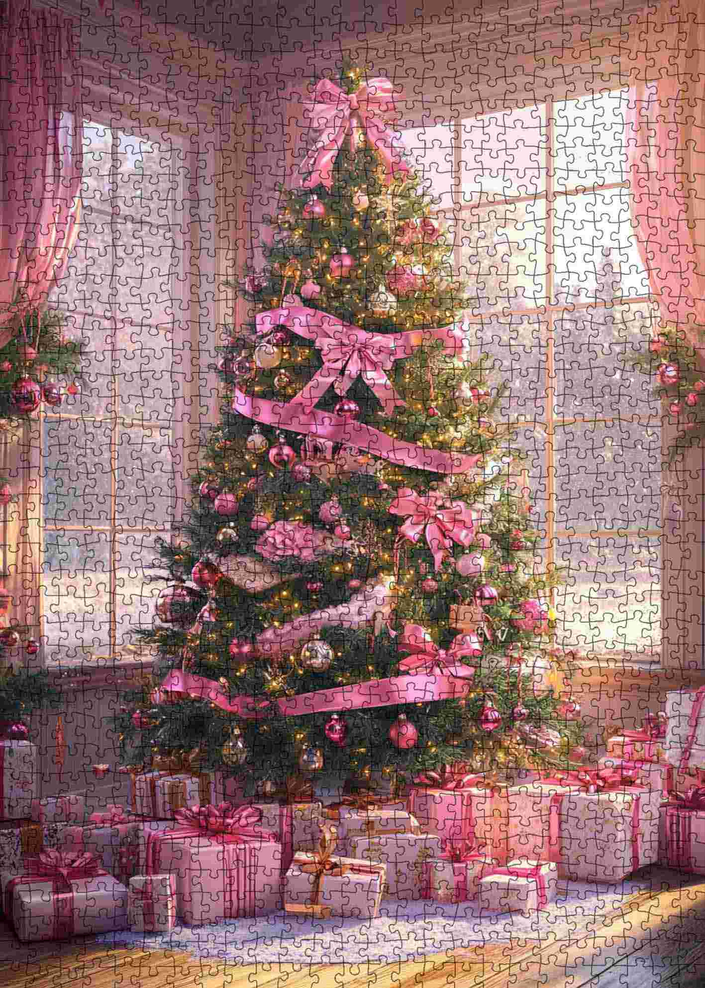 tucocoo-jigsaw-pink-ribbon-christmas-tree-puzzle-1000-teile image 2